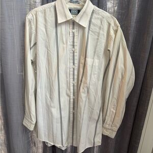 Men's grey Striped Button-Down Shirt vintage 80 size 16 32/33 by sutter grant